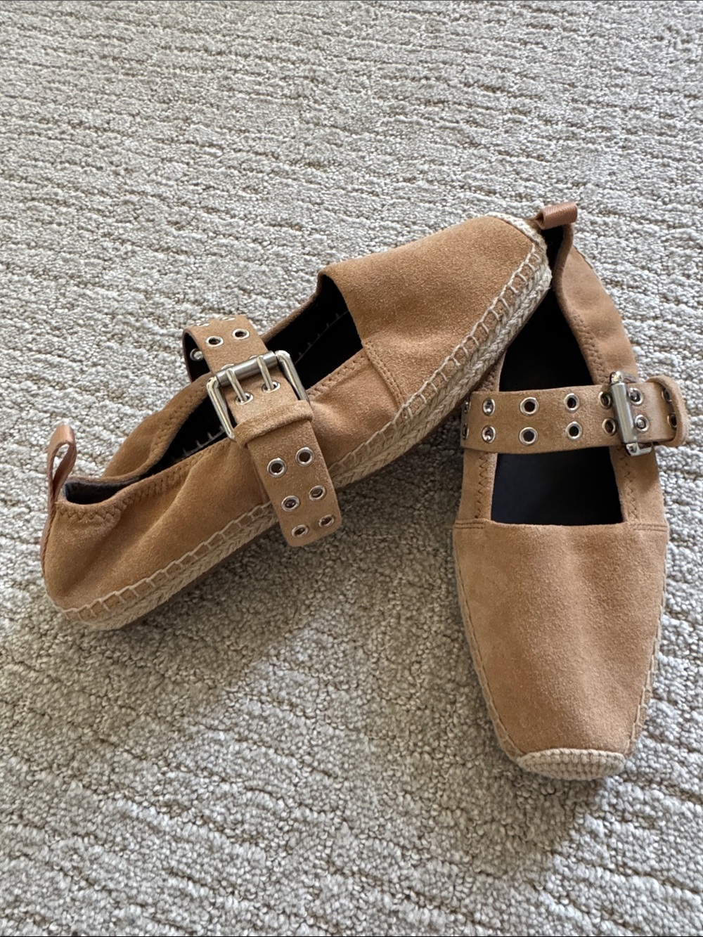 Rag & Bone Anteros Suede Mary Jane Espadrilles Tan Size 40 NWOB